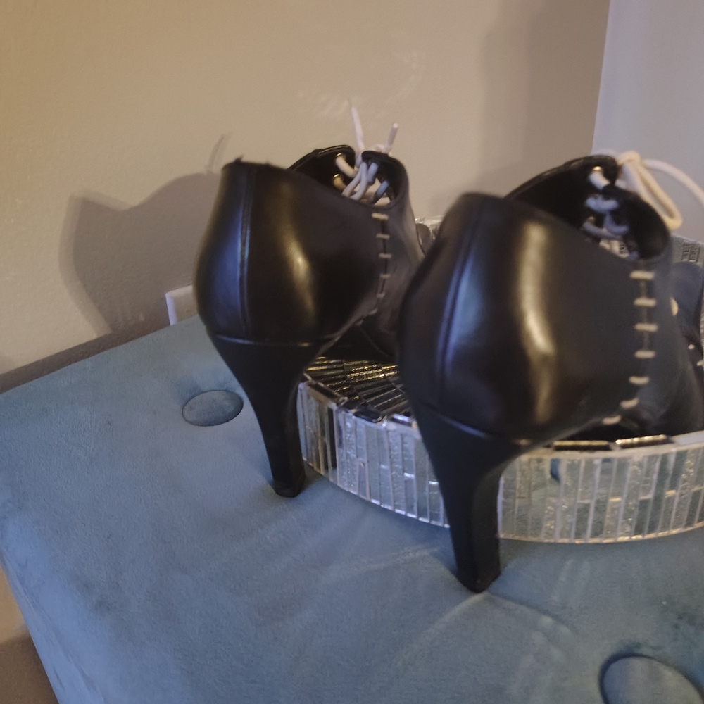 Black Ankle Boots with White Laces - Picture 4 of 4
